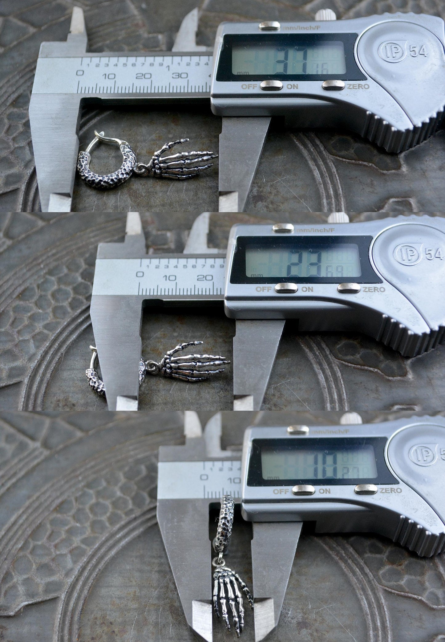 Aro con mano esqueleto en plata de ley 925 | Pendiente gótico unisex, joyería alternativa hecha a mano