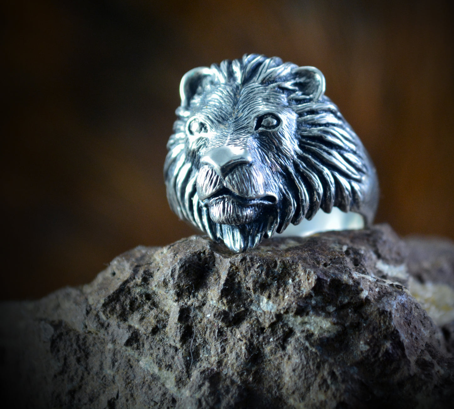 Anillo Leon hecho a mano en plata de ley 925, Anillo tótem León