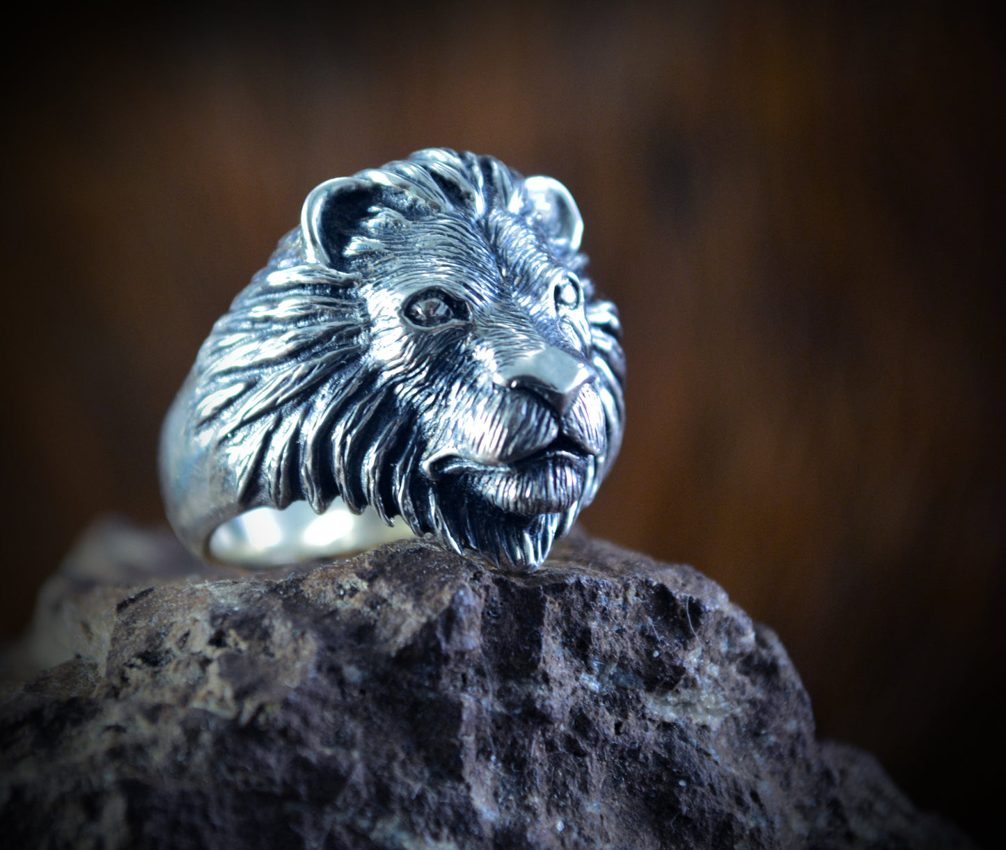 Anillo Leon hecho a mano en plata de ley 925, Anillo tótem León