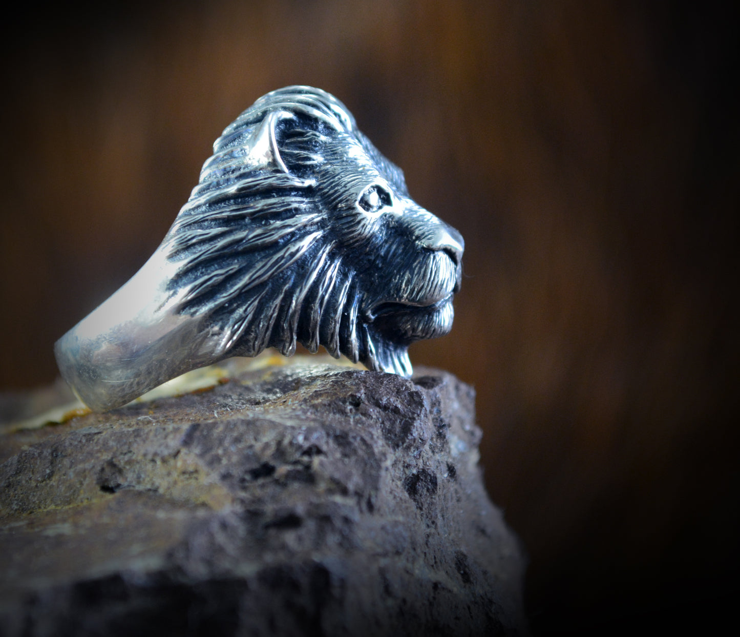 Anillo Leon hecho a mano en plata de ley 925, Anillo tótem León