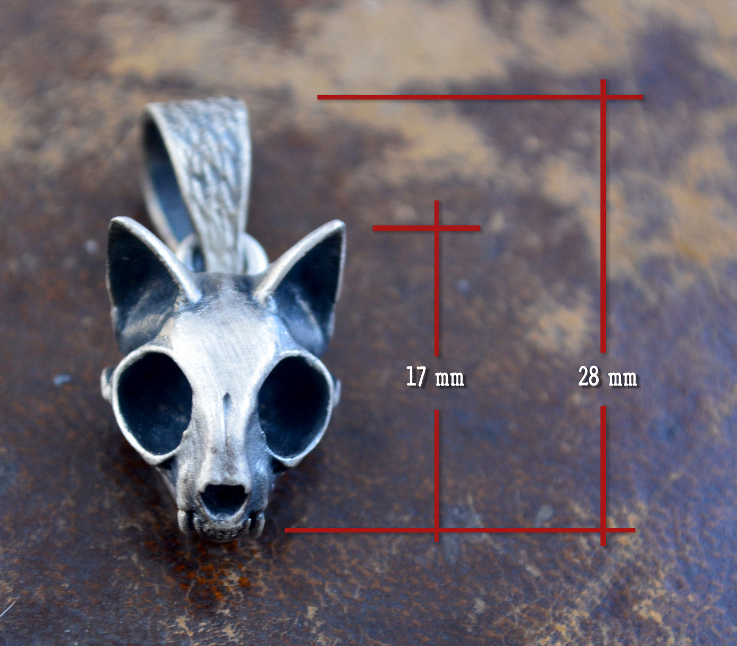 Colgante de calavera de gato en plata de ley para amantes de los gatos, joyería realista con calavera felina, regalo hecho a mano - D´Cast