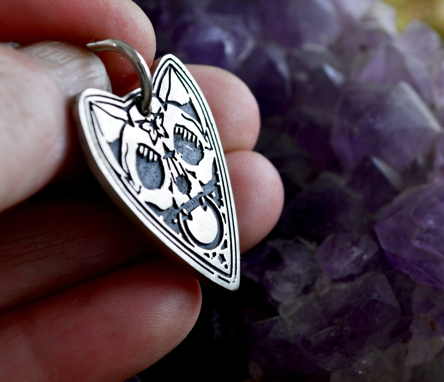 Chapa identificativa gato con forma de Ouija, Chapa personalizada mascota grabada a mano con nombre y teléfonos