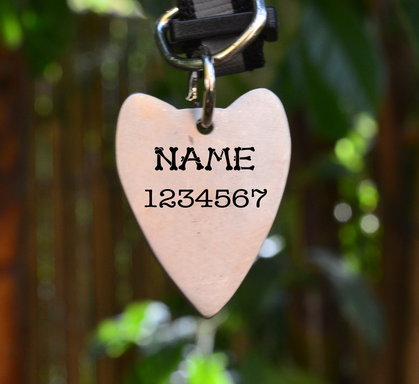 Chapa identificativa gato con forma de Ouija, Chapa personalizada mascota grabada a mano con nombre y teléfonos