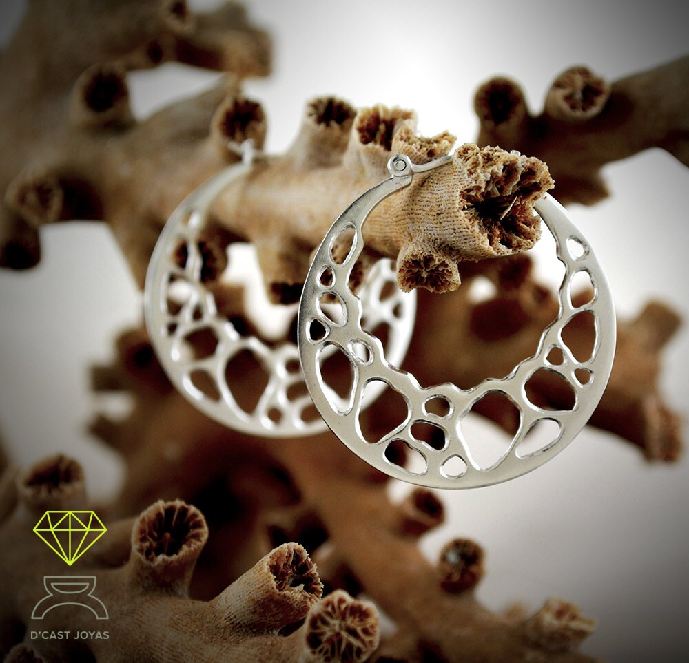 Large silver hoops, handmade hoop earrings, silver hoops with coral bones, round silver earrings, Boho style,