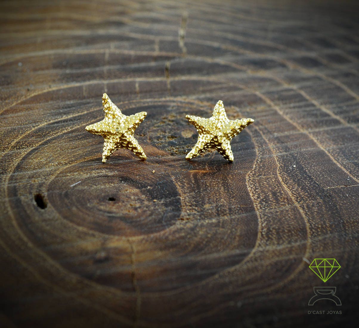 Pendientes plata pequeños estrella de mar, Estilo Boho - D´Cast