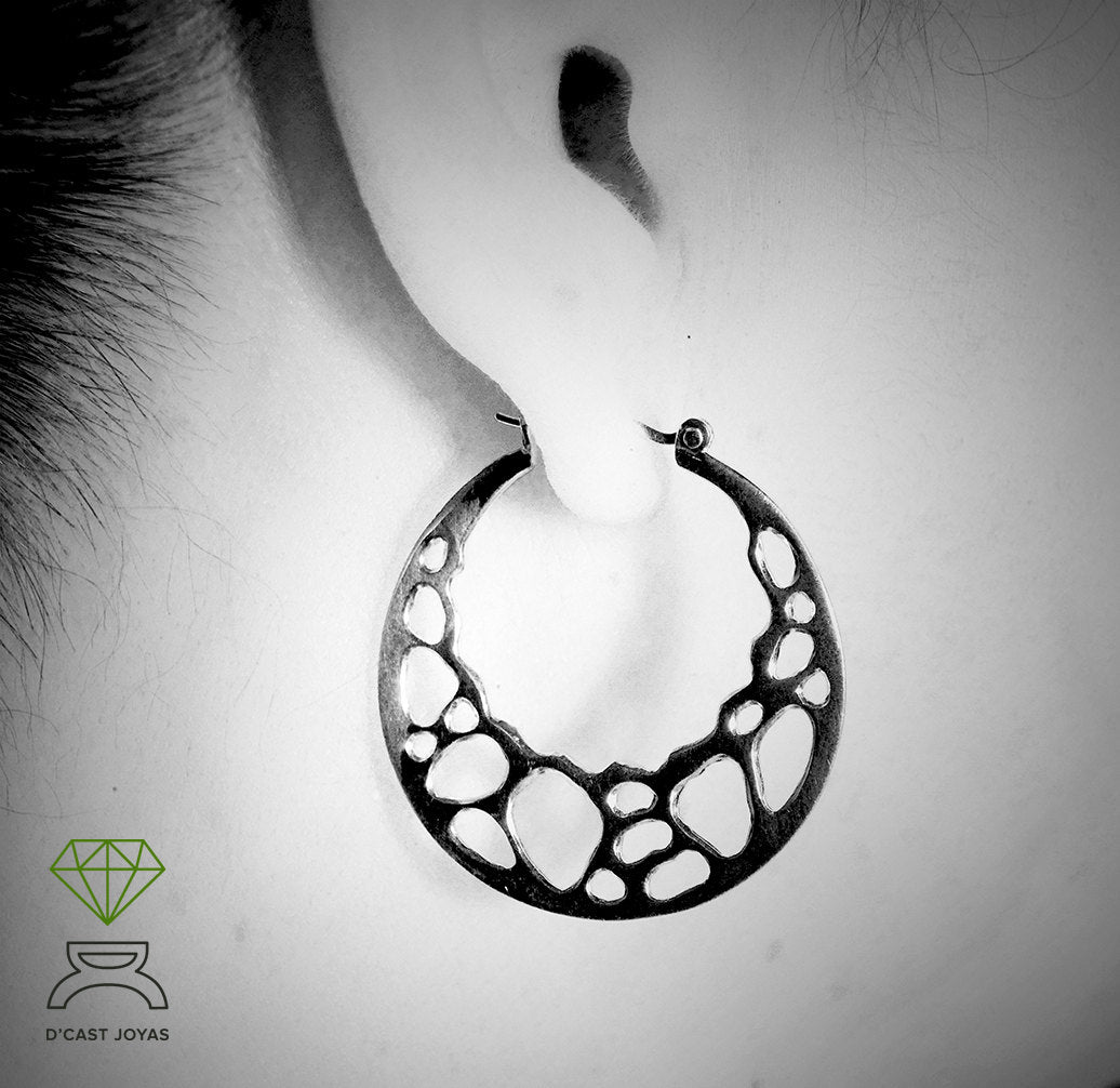 Large silver hoops, handmade hoop earrings, silver hoops with coral bones, round silver earrings, Boho style,