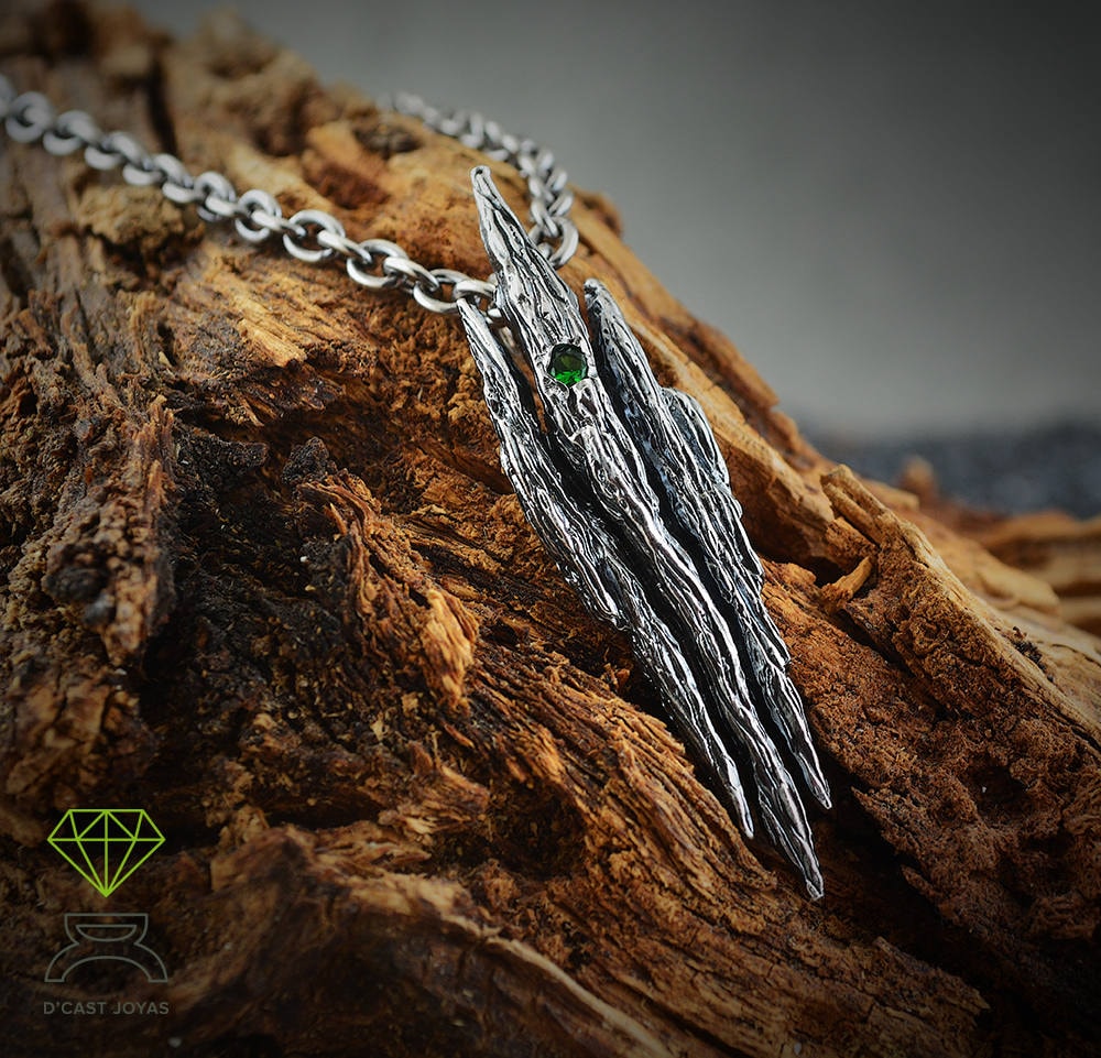 Colgante de árbol de plata 925, Colgante rústico para hombres, Collar de árbol, Colgante de hombre, Colgante oxidado de plata, Hecho a mano - D´Cast