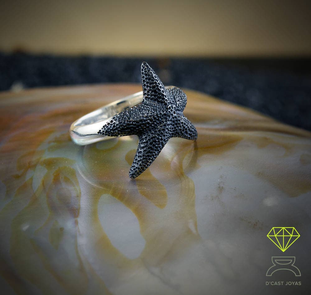 Anillo plata Estrella de mar, Anillo estrella cinco puntas, Joyería de mar, Anillo artesanal, Estilo Boho, Joyería unisex