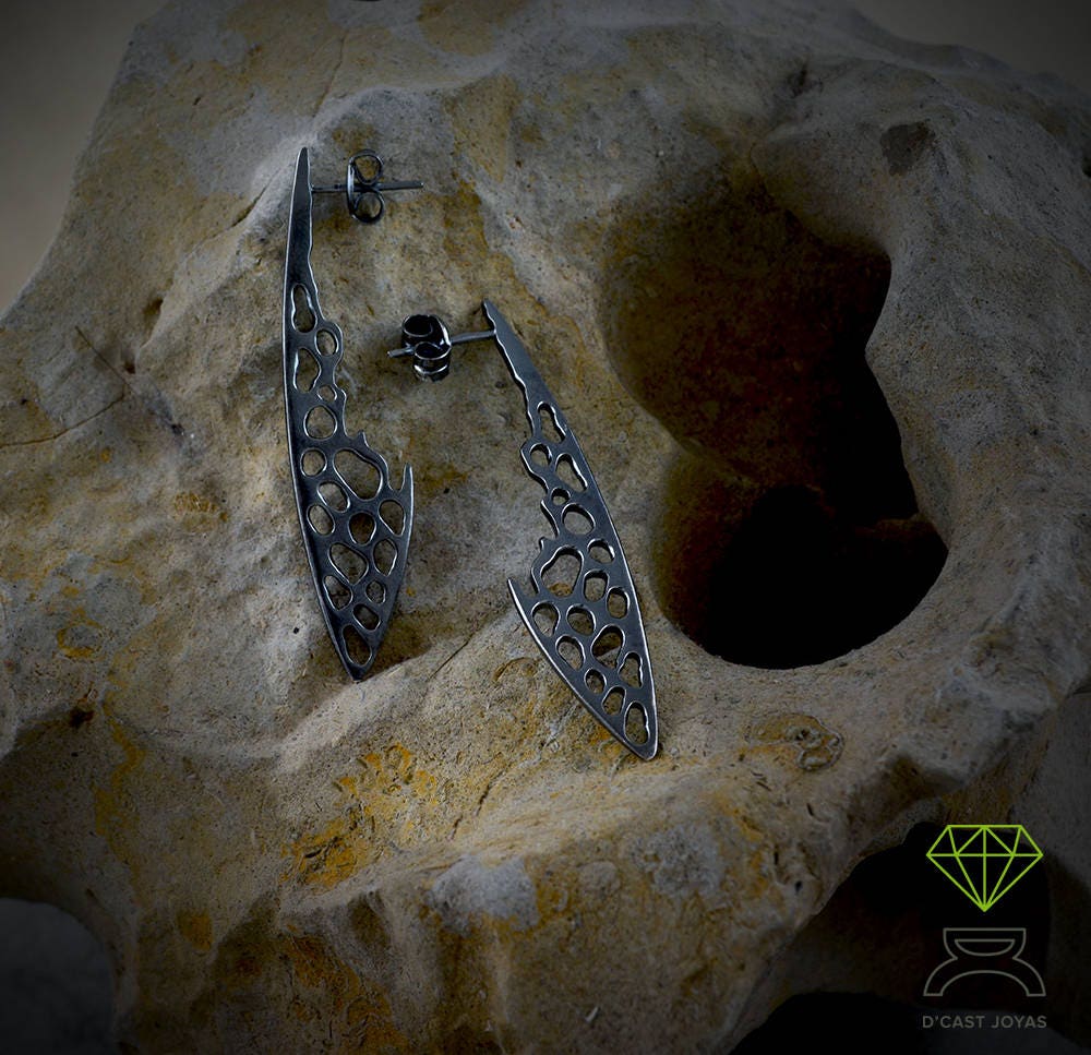 Pendientes largos plata huesos, Pendientes alas de libélula, Pendientes largos de plata 925, Pendientes artesanales, Estilo Boho,