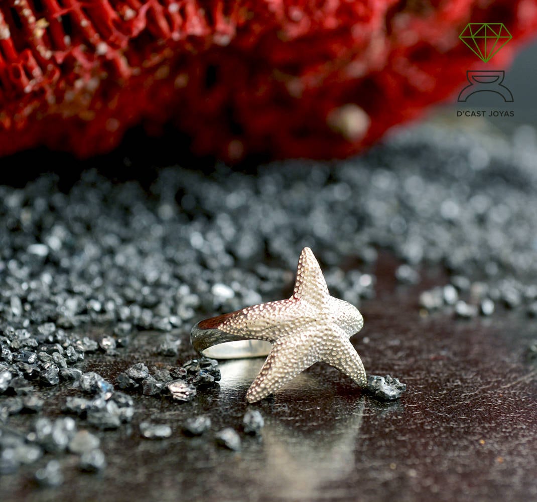 Anillo plata Estrella de mar, Anillo estrella cinco puntas, Joyería de mar, Anillo artesanal, Estilo Boho, Joyería unisex