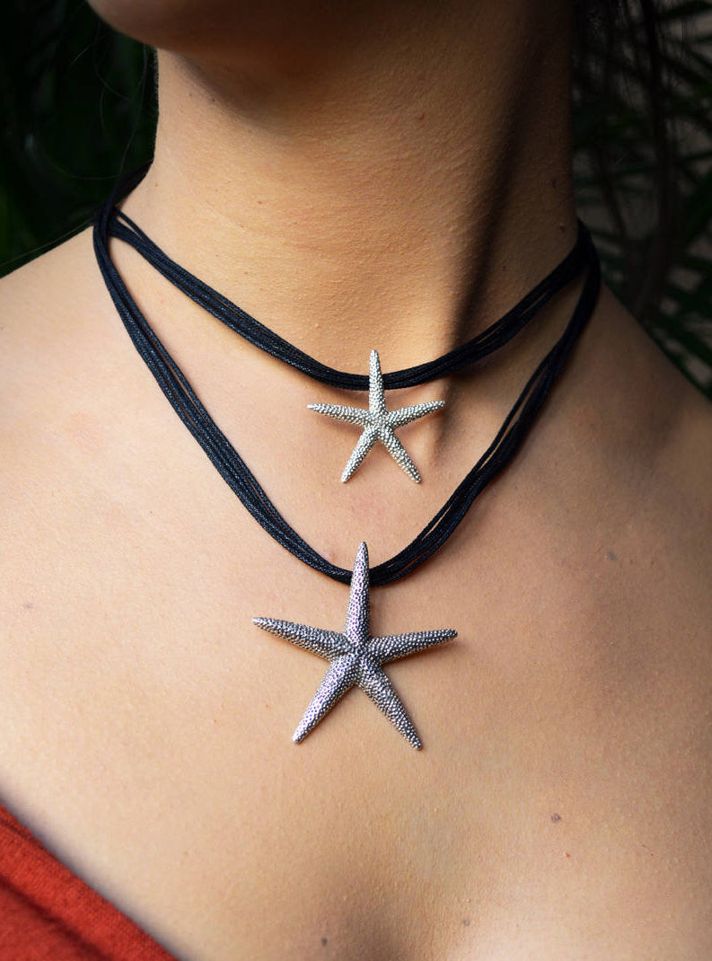 Colgante plata 925 Estrella de mar grande, Joyería de mar, Collar Estrella de mar grande, Estilo Boho, Colgante artesanal