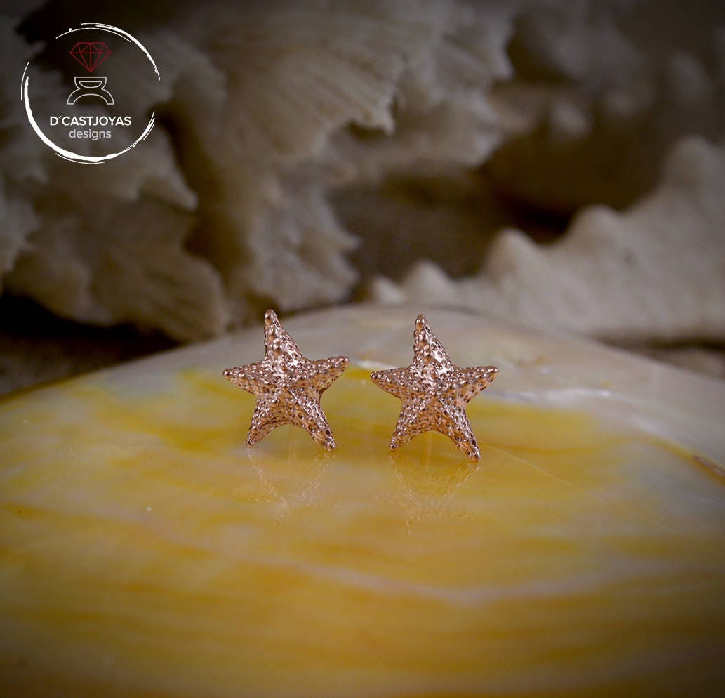 Pendientes plata pequeños estrella de mar, Estilo Boho - D´Cast