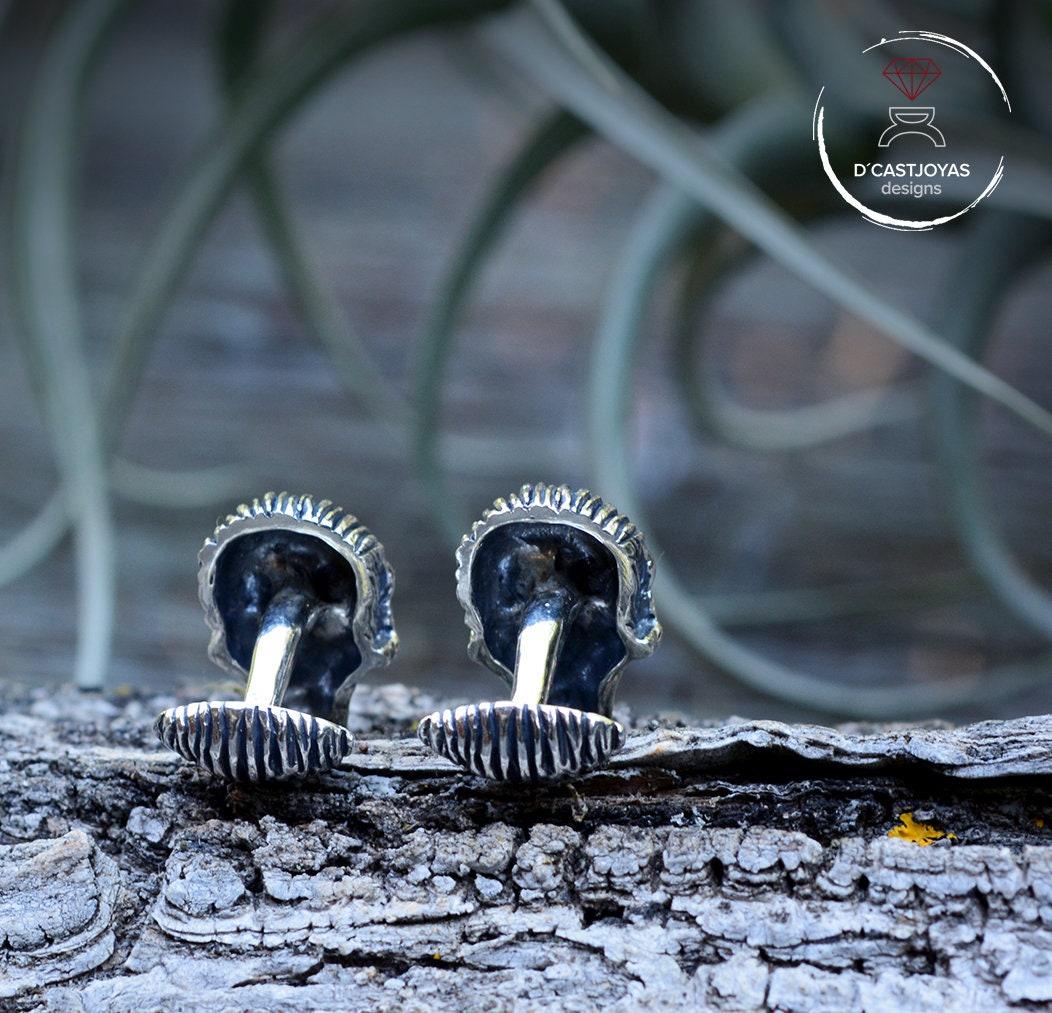 Gemelos calavera, Gemelos de plata maciza, Gemelos de calavera para hombres, Joyas de Halloween, Badass, Joyas de motociclista, Artesanales - D´Cast