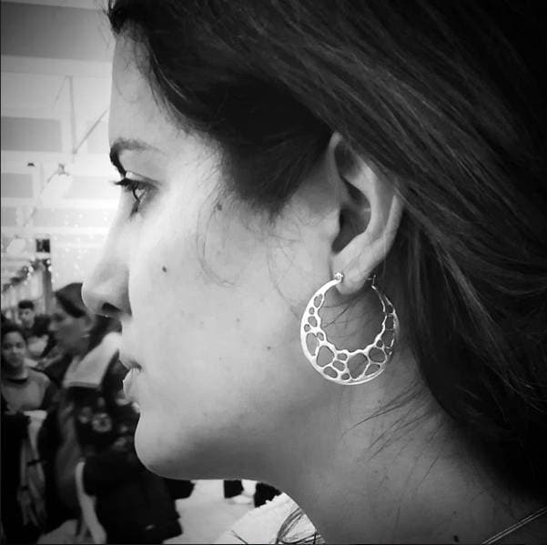 Large silver hoops, handmade hoop earrings, silver hoops with coral bones, round silver earrings, Boho style,