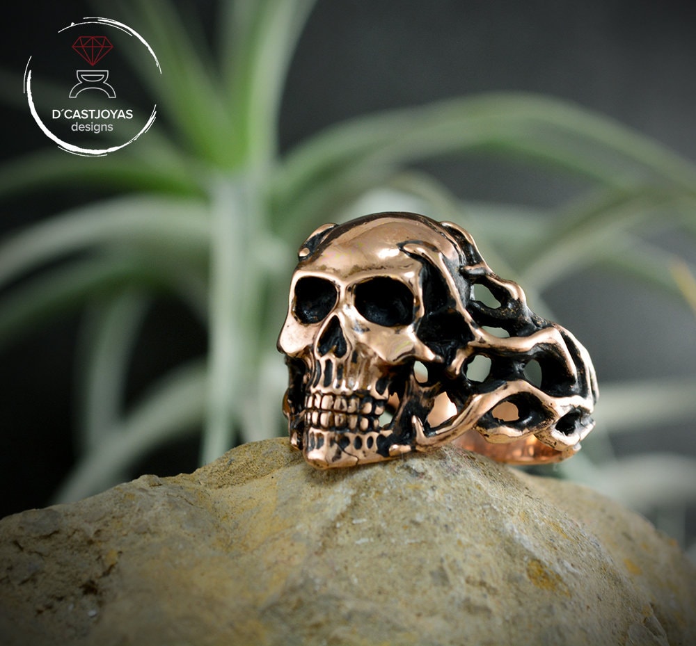 Anillo calavera con tentáculos de bronce - D´Cast