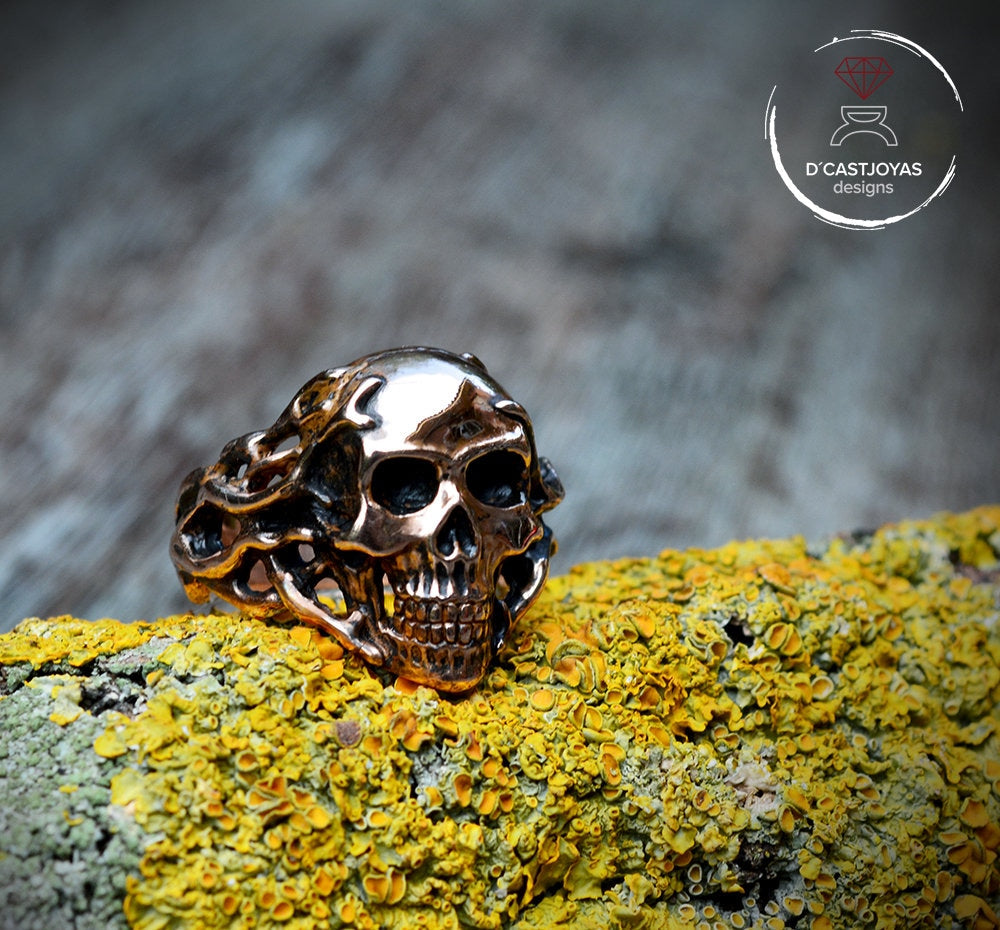 Anillo calavera con tentáculos de bronce - D´Cast