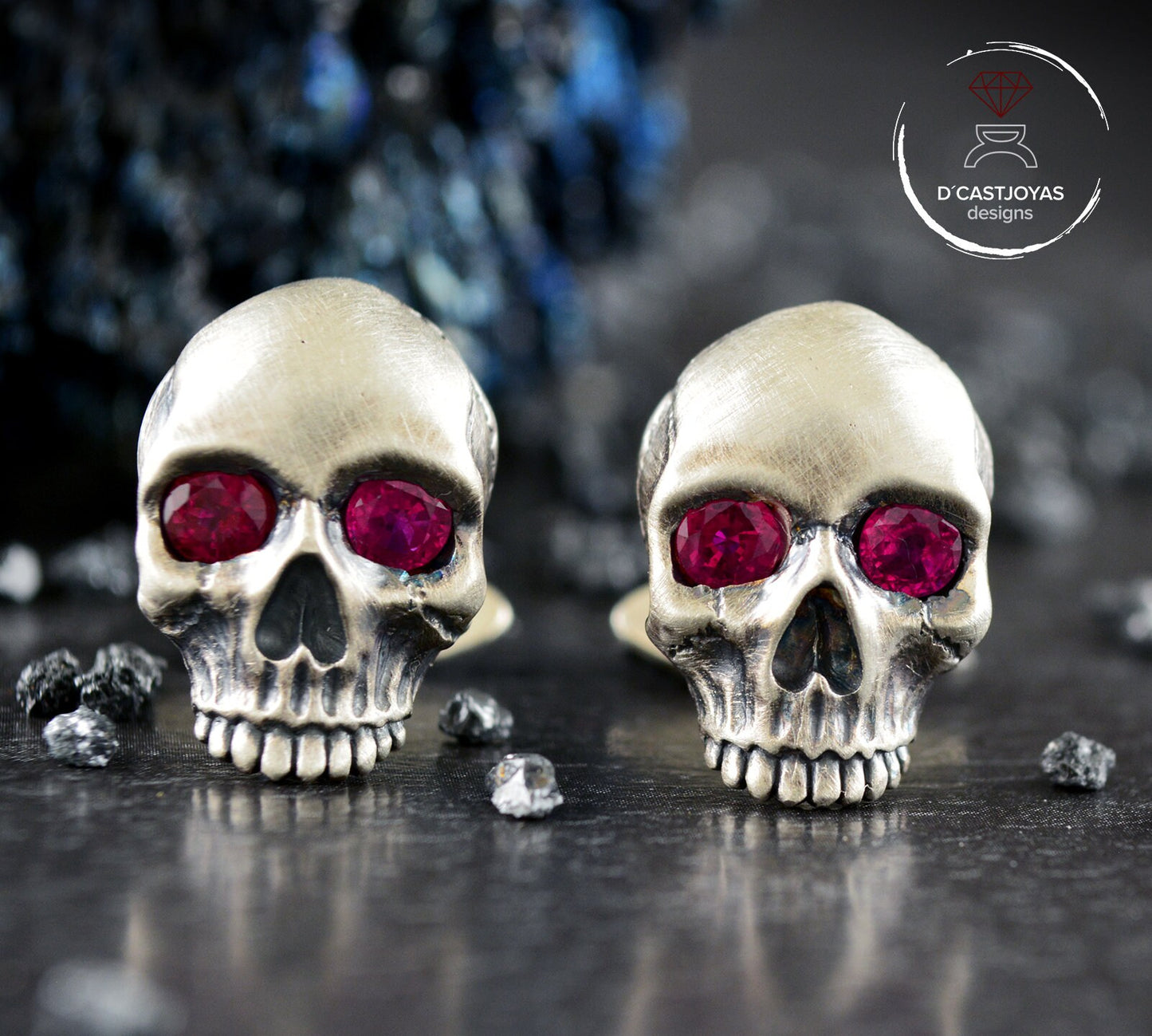 925er Silber Totenkopf-Manschettenknöpfe, Herren-Manschettenknöpfe aus Silber, Totenkopf-Manschettenknöpfe