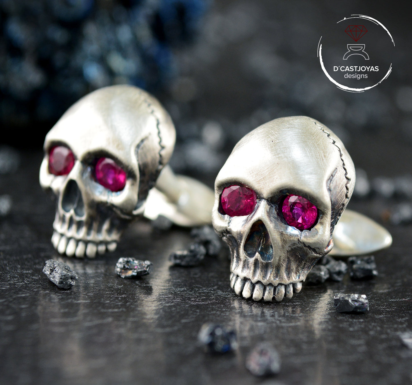 925er Silber Totenkopf-Manschettenknöpfe, Herren-Manschettenknöpfe aus Silber, Totenkopf-Manschettenknöpfe