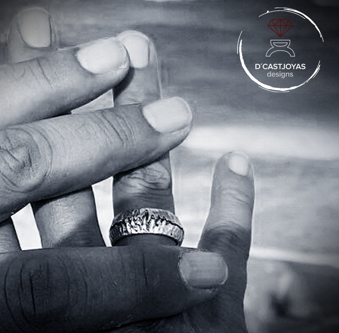 Conjunto alianzas rústico, Anillo banda de latido de plata 925