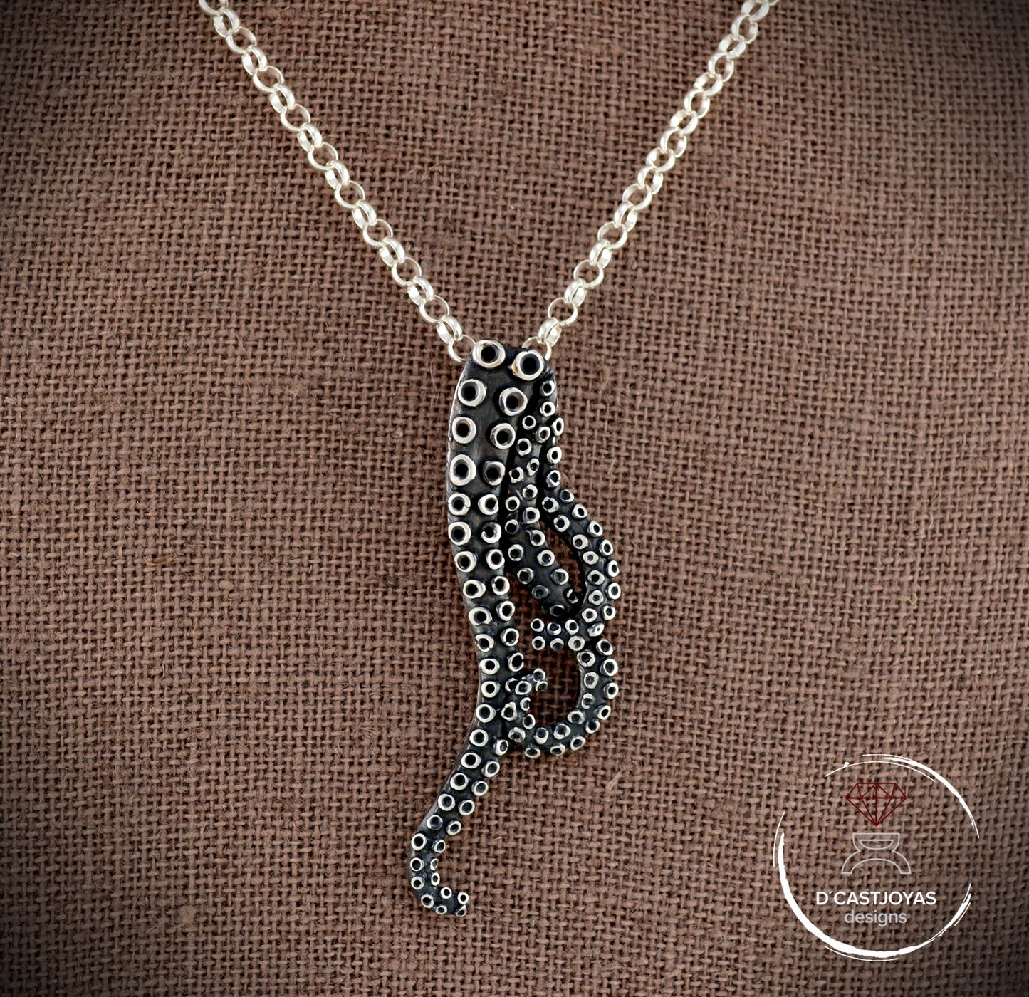 Pulpo Colgante de plata 925, Collar de pulpo tentáculos, Joyas oceánicas, Colgante artesanal - D´Cast