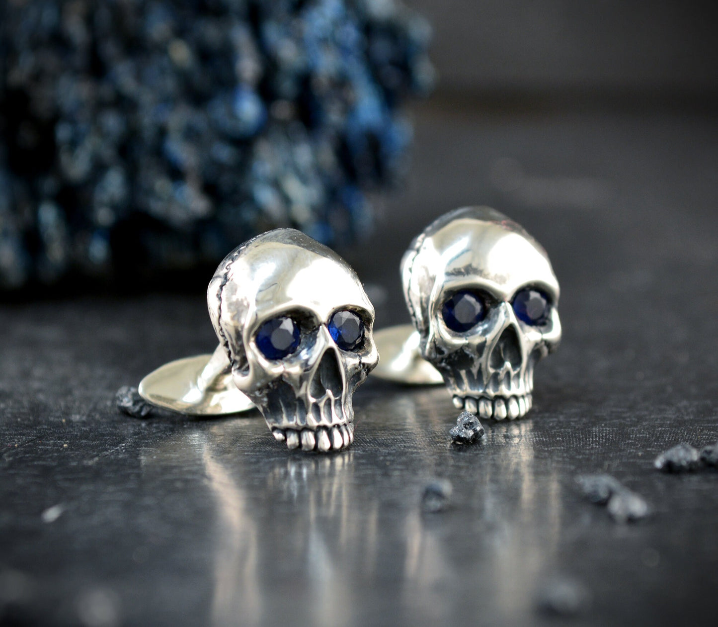 925er Silber Totenkopf-Manschettenknöpfe, Herren-Manschettenknöpfe aus Silber, Totenkopf-Manschettenknöpfe