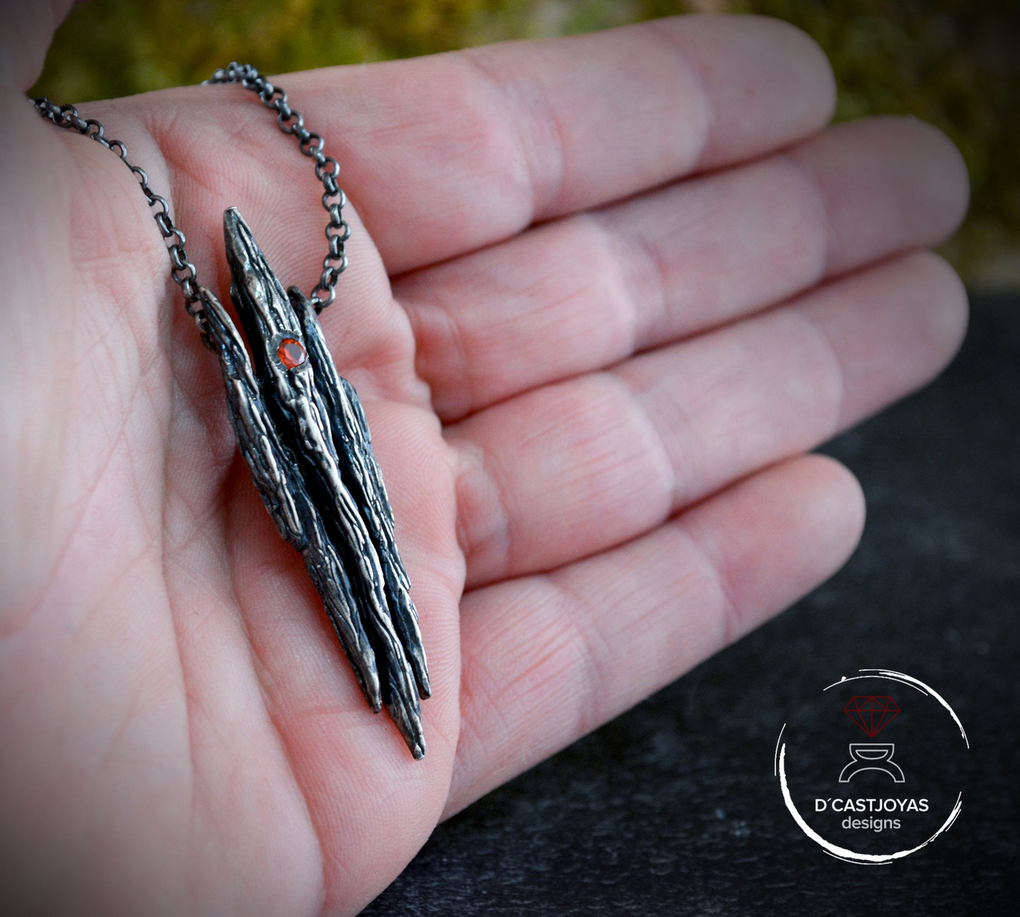 Colgante de árbol de plata 925, Colgante rústico para hombres, Collar de árbol, Colgante de hombre, Colgante oxidado de plata, Hecho a mano - D´Cast
