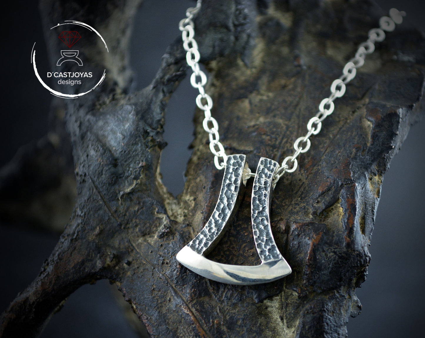 Moderner Thor-Axt-Anhänger aus 925er Silber mit gehämmerten Texturen, Herren-Anhänger-Talisman, neuer Wikinger-Schmuck