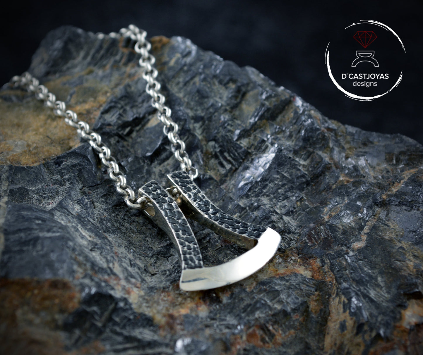 Moderner Thor-Axt-Anhänger aus 925er Silber mit gehämmerten Texturen, Herren-Anhänger-Talisman, neuer Wikinger-Schmuck