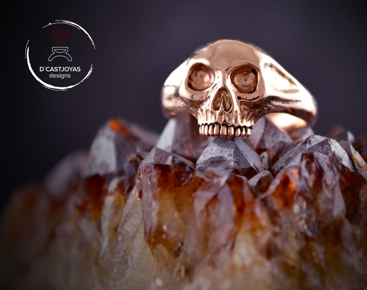 Anillo calavera momia oro