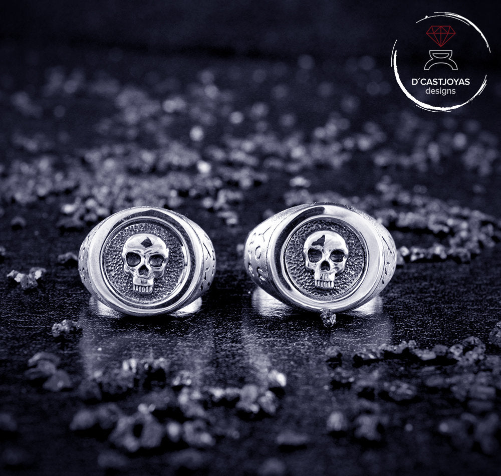 Conjunto anillos sello personalizados de plata , Alianzas originales personalizadas