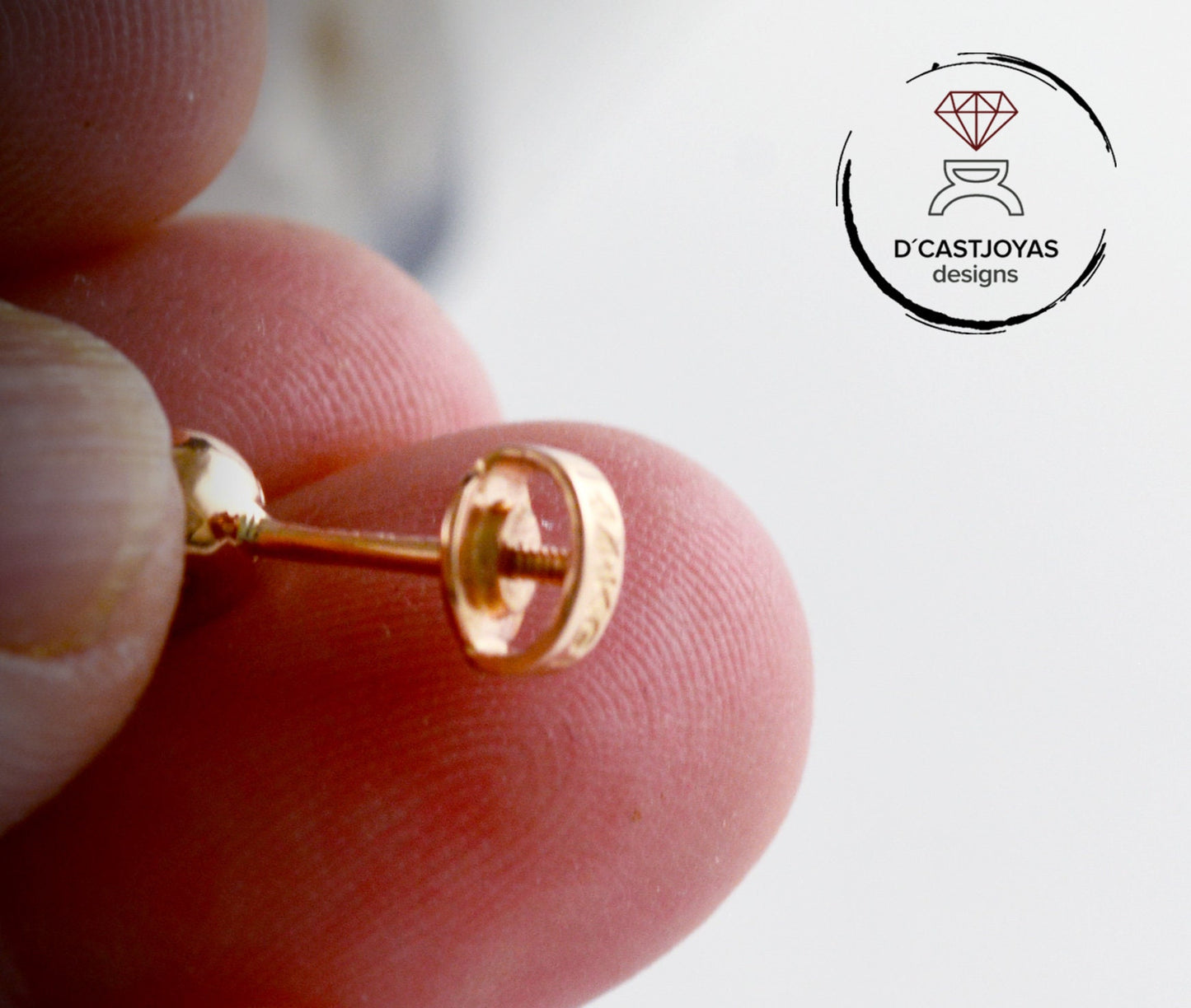 Suplemento cierre rosca para los pendientes tiny skull en oro 14k y 18k, trasera de pendiente de tornillo