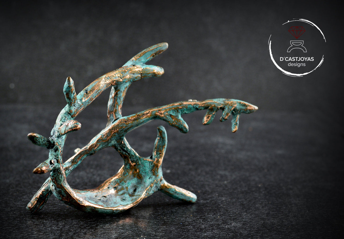 Broche artístico de bronce, Joyería contemporánea, Broche artesanal