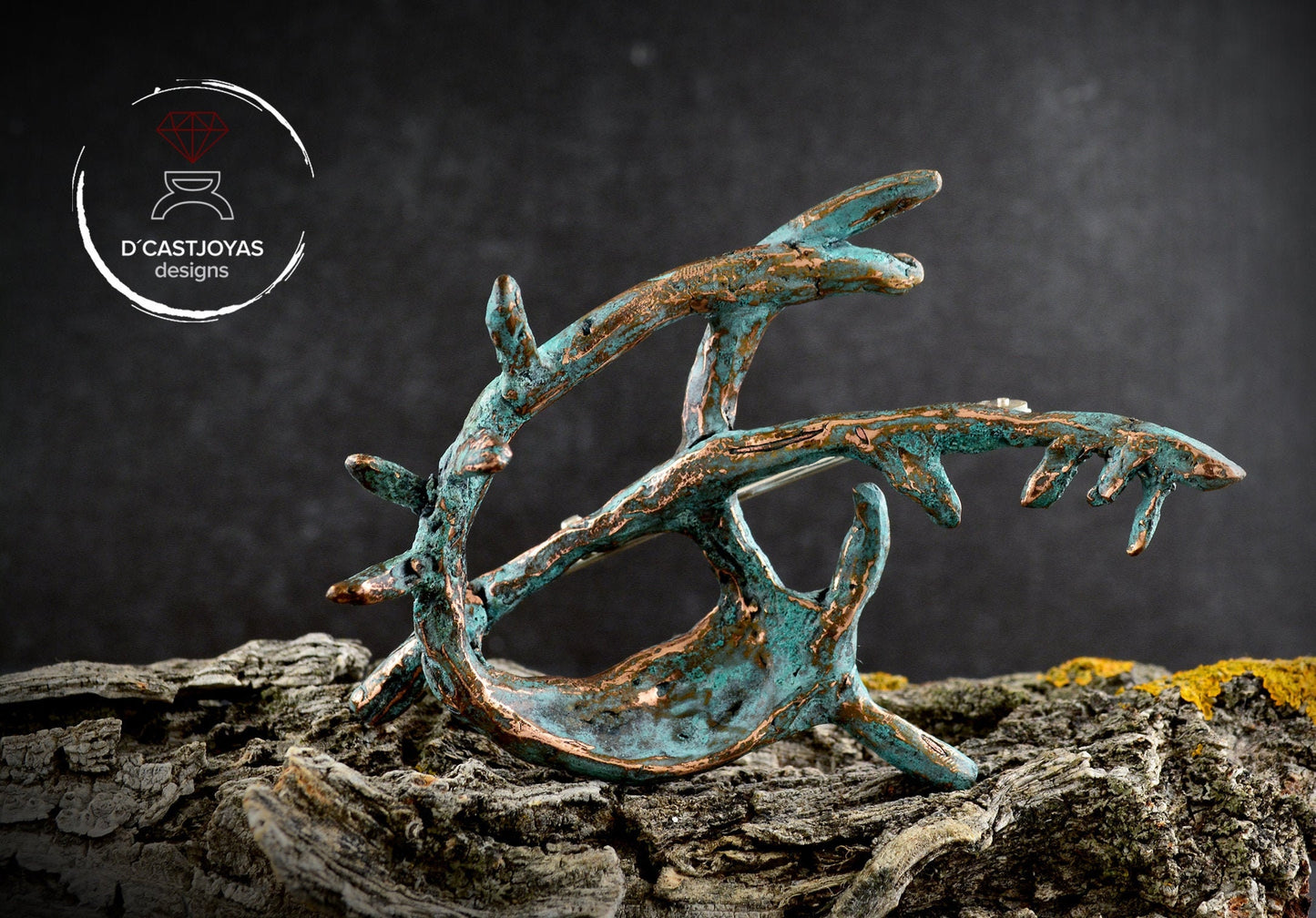 Broche artístico de bronce, Joyería contemporánea, Broche artesanal