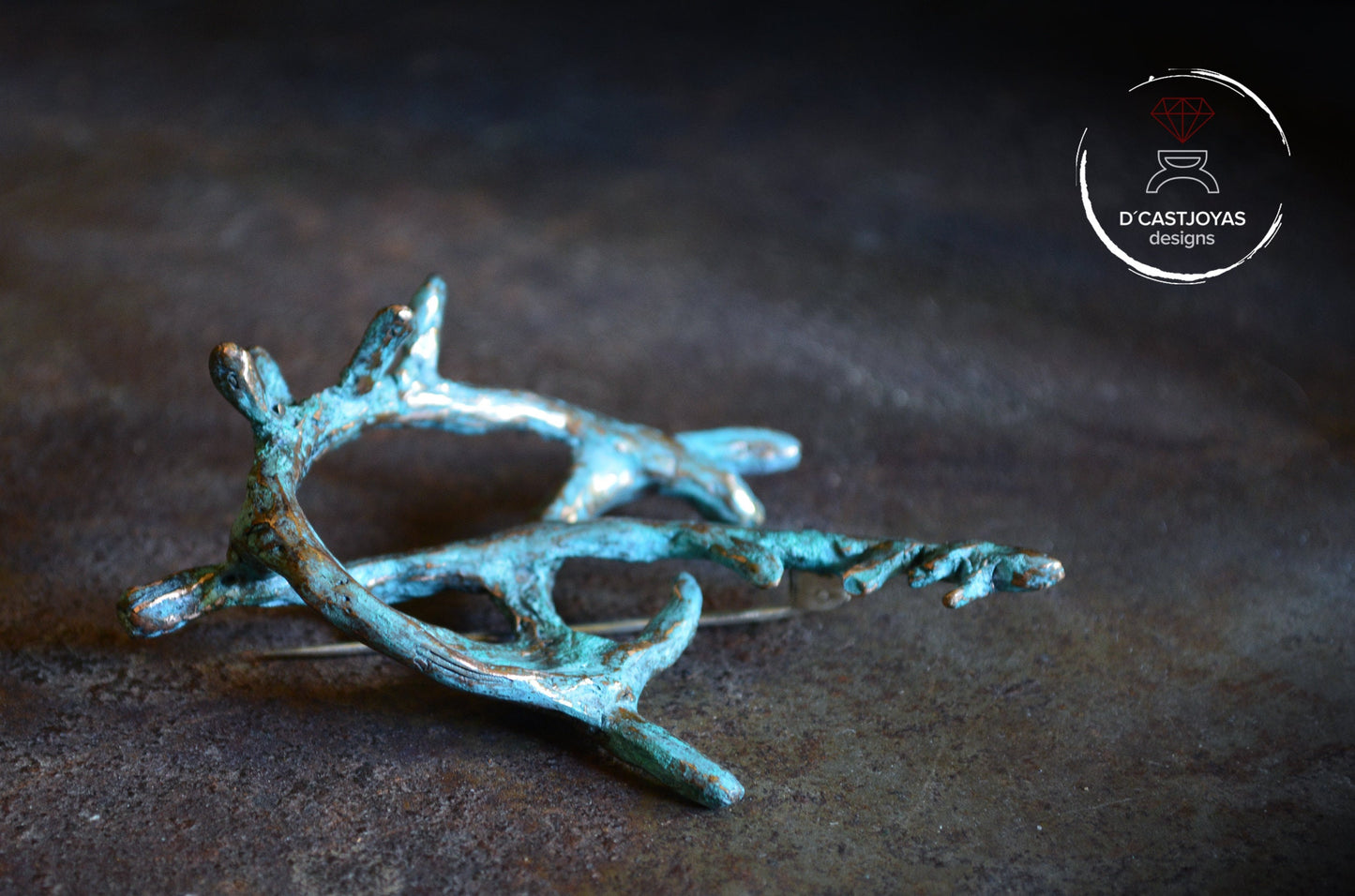 Broche artístico de bronce, Joyería contemporánea, Broche artesanal