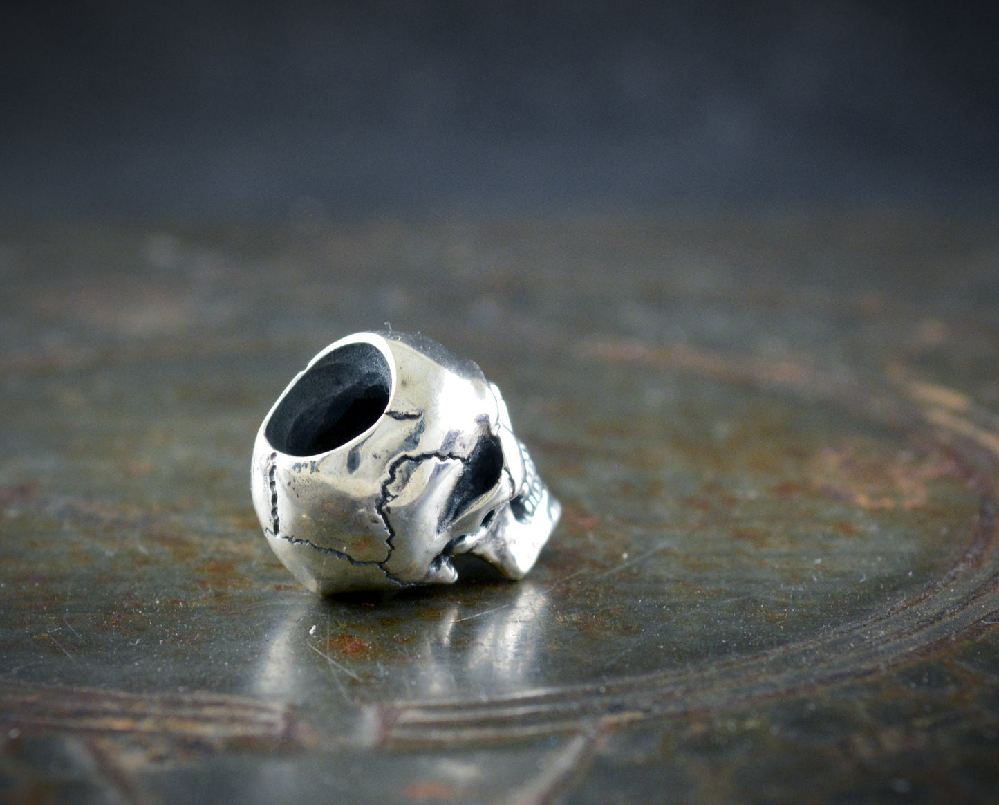 Anillo calavera para la barba hecho a mano en plata de ley, Adorno vikingo barba