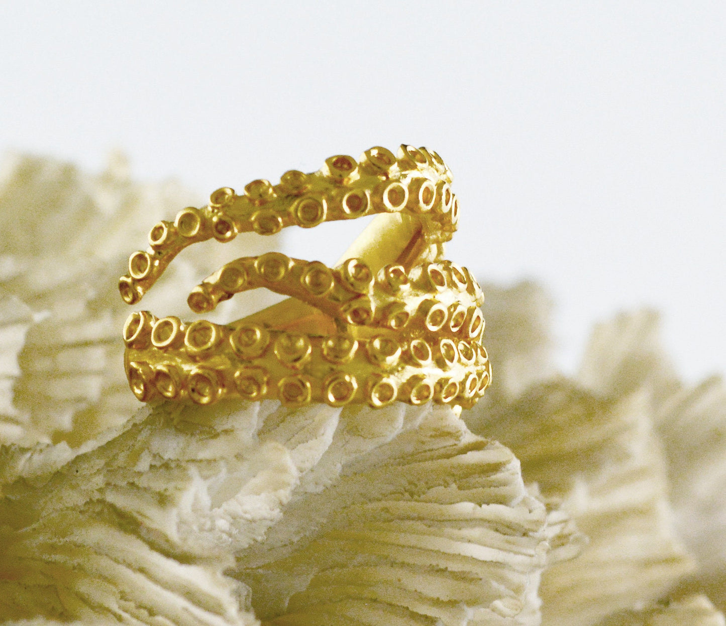 Anillo ajustable tentáculos pulpo, Joyería del mar