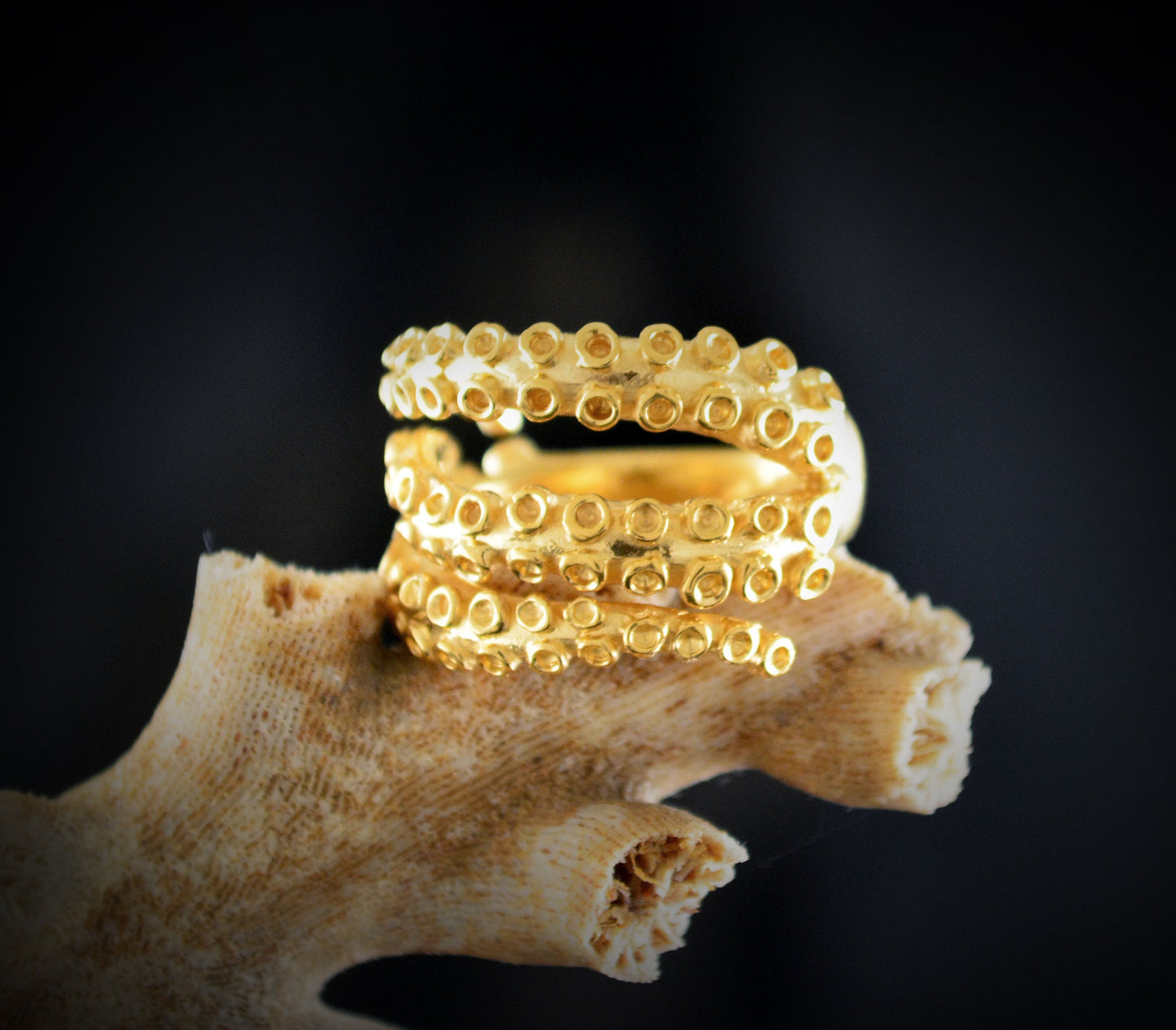 Anillo ajustable tentáculos pulpo, Joyería del mar