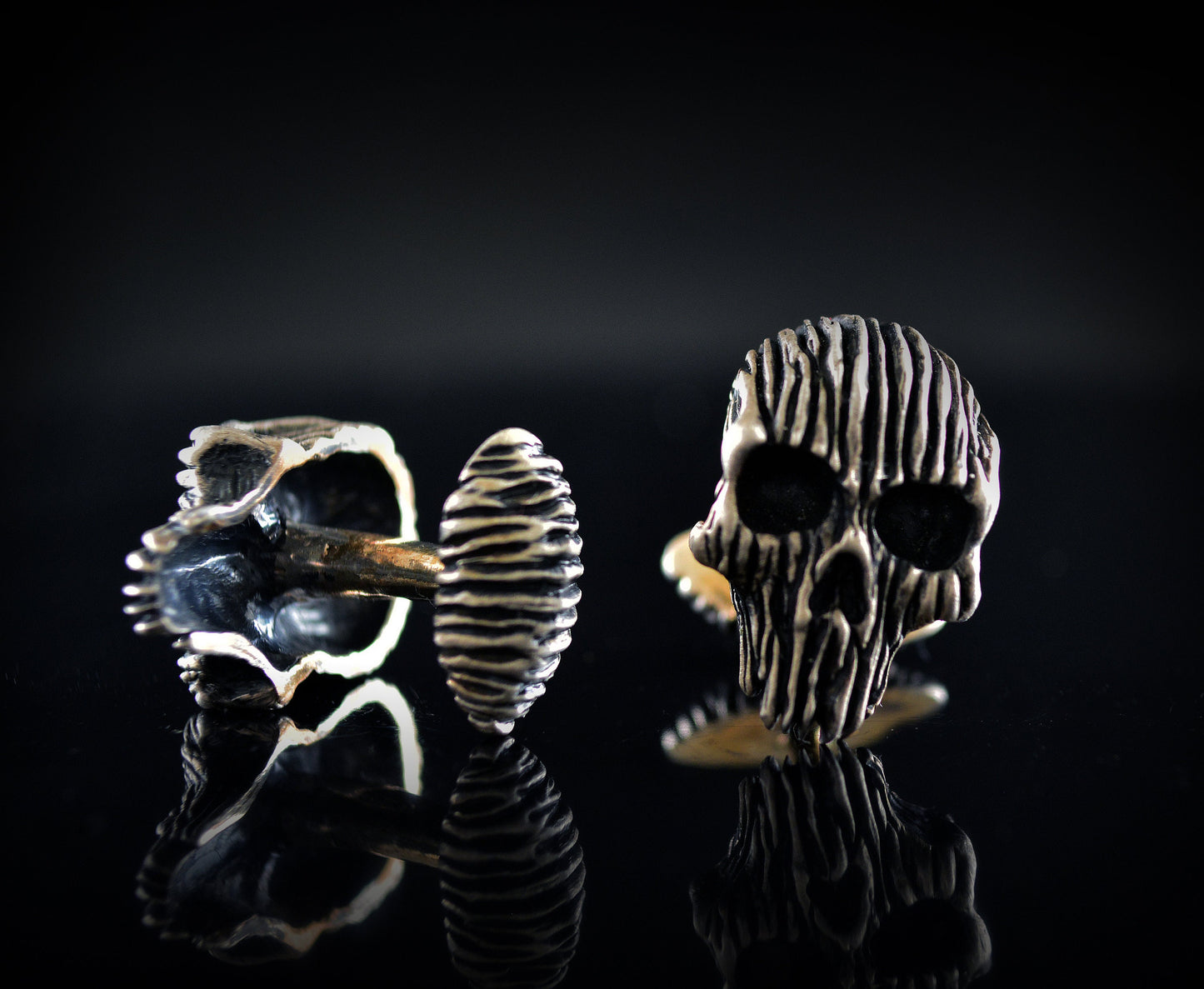 Gemelos calavera, Gemelos de plata maciza, Gemelos de calavera para hombres, Joyas de Halloween, Badass, Joyas de motociclista, Artesanales - D´Cast