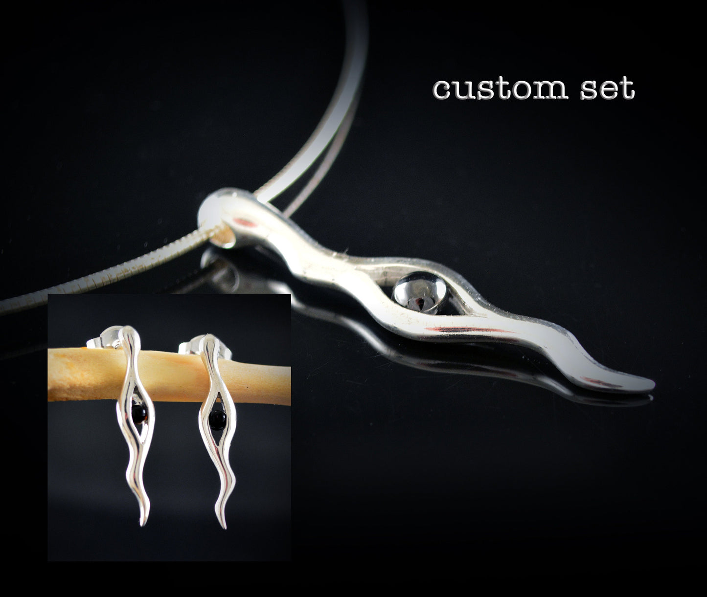 Pendientes plata de El ojo de la suerte con piedra, Joyería contemporánea - D´Cast