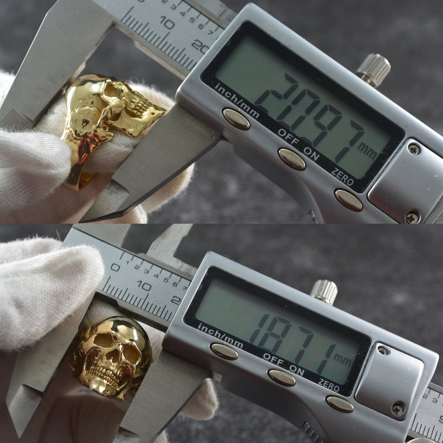 anillo calavera humana de oro, anillo Calavera hecha amano en oro 10k, 14k o 18k, Anillo memento mori - D´Cast