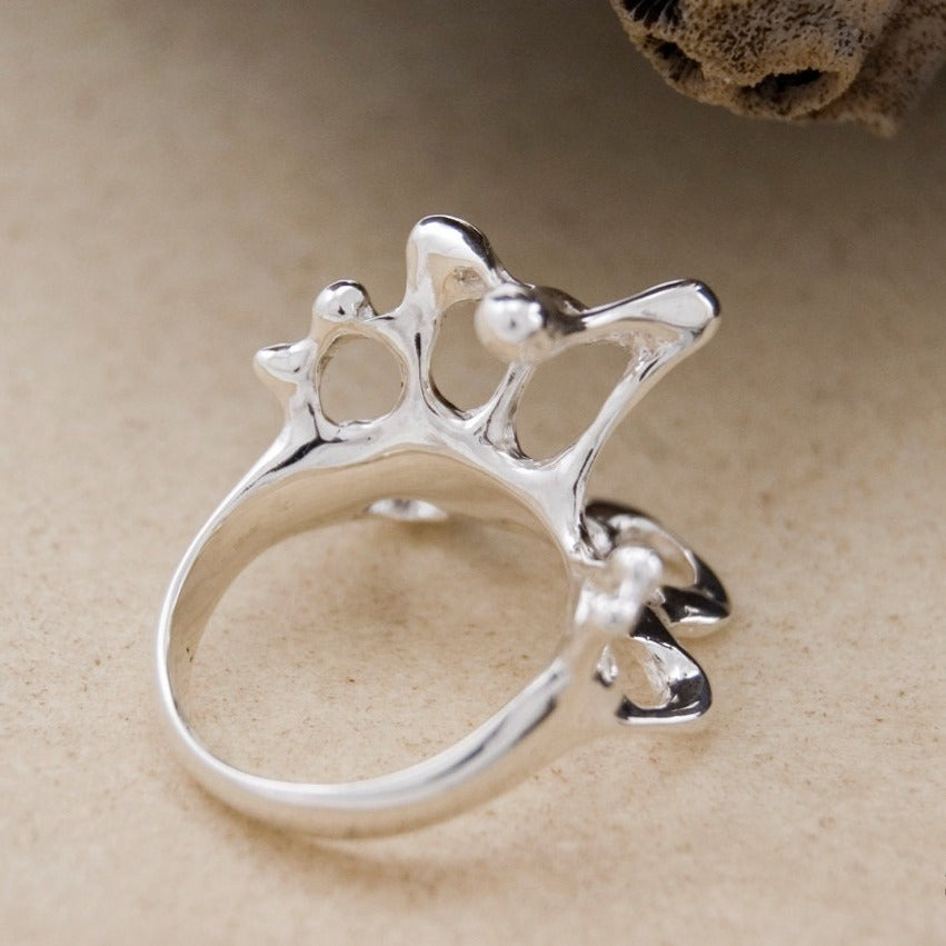 Anillo plata olas, Anillo plata abstracto, Anillo plata curvas, Joyería contemporánea, Joyería artística, Anillo artesanal, Joyería unisex - D´Cast