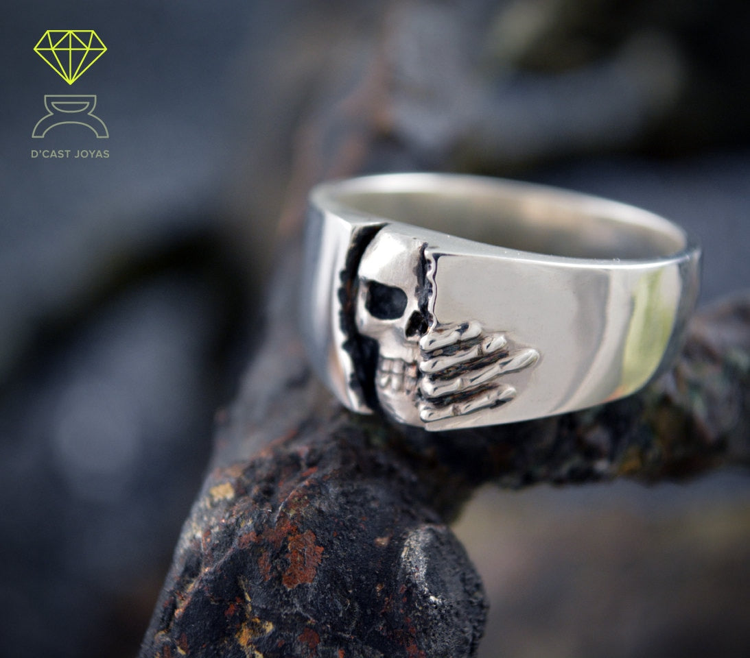 Anillo banda calavera Winter is coming pequeño