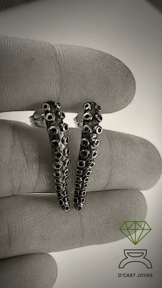 Pendiente plata tentáculo pulpo, Pendiente artesanal pulpo, Joyería del mar, Pendientes pulpo, Estilo Boho, Joyería unisex - D´Cast