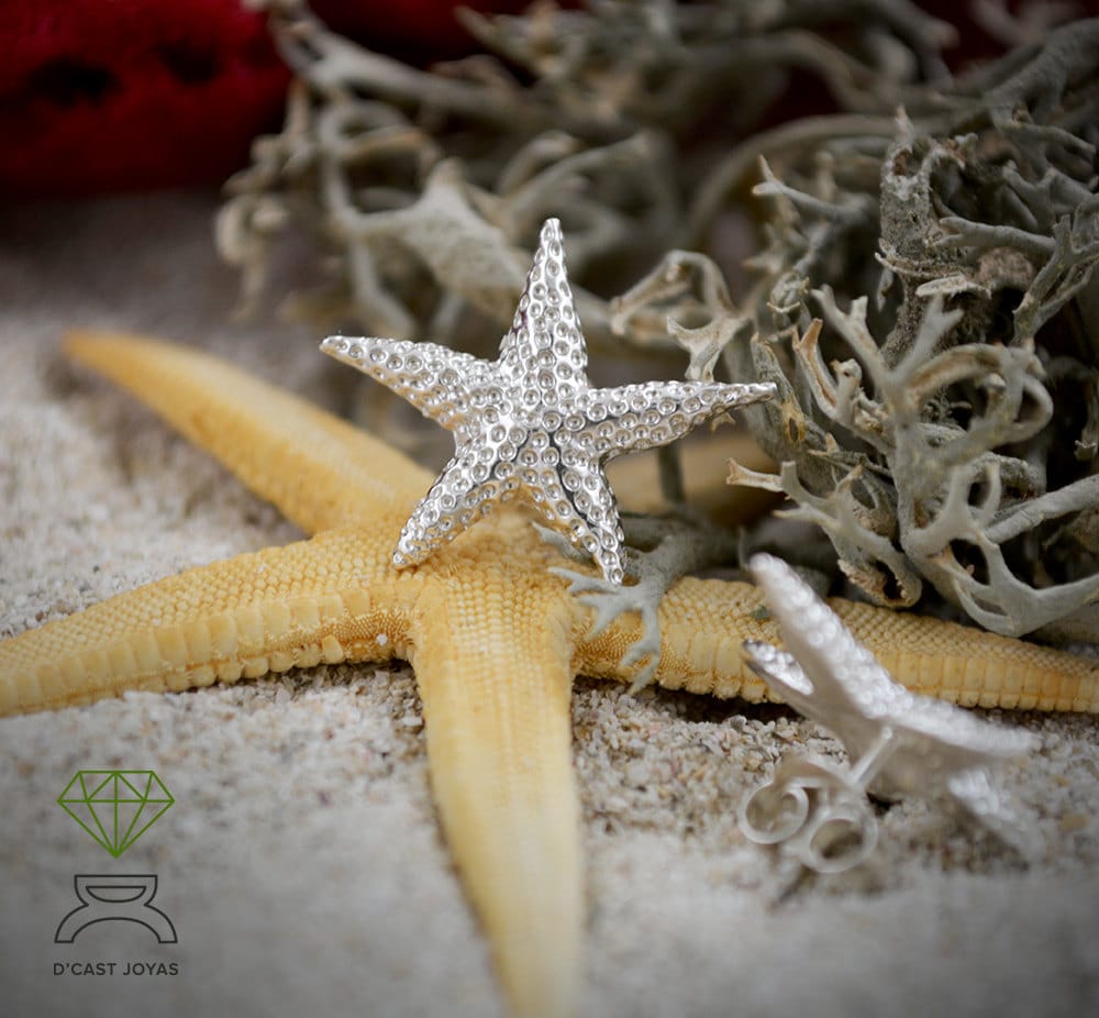 Pendientes plata estrella de mar, Estilo Boho, Joyería de mar