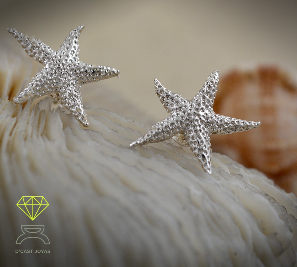 Pendientes plata estrella de mar, Estilo Boho, Joyería de mar