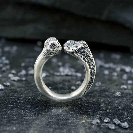 Reservado para J. G., anillo hueso grande personalizado en oro amarillo solido de 18k- SEGUNDO PAGO