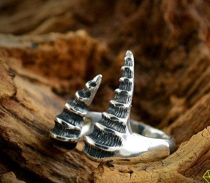 Anillo plata Cuerno de Dragón, Anillo abierto Dragón, Anillo artesanal, Hueso de dragón, Joyería gótica, Joyería unisex, Estilo urbano