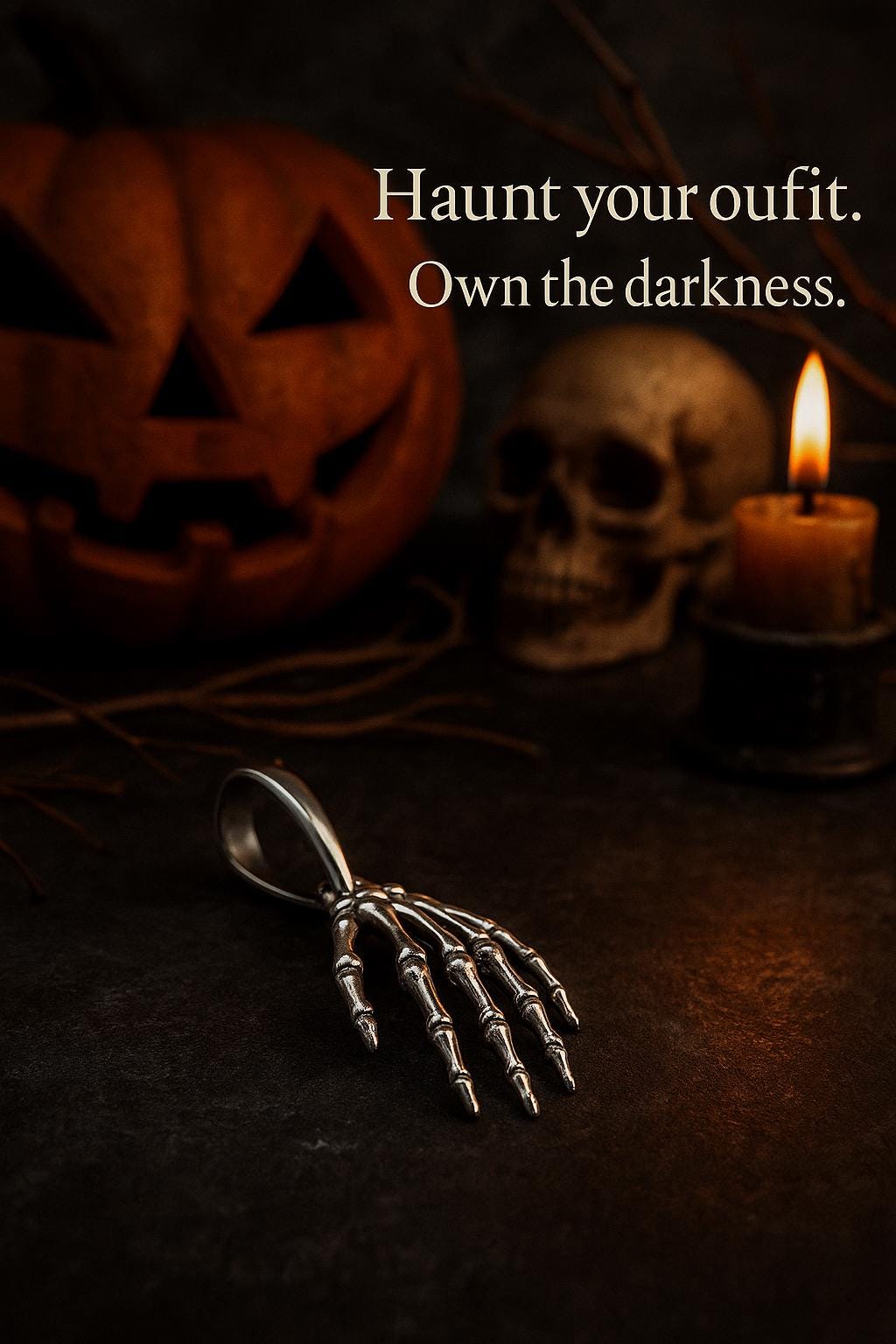 Colgante Mano Esqueleto Plata de Ley | Joyería Gótica Halloween Hecha a Mano | Colgante Estilo Tatuaje Alternativo