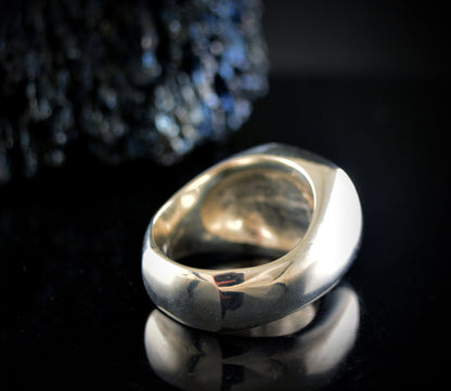 Anillo sello cuadrado de plata maciza con lapis lázuli, Anillo de sello cuadrado, Anillo con piedra azul, Regalo genial para hombres