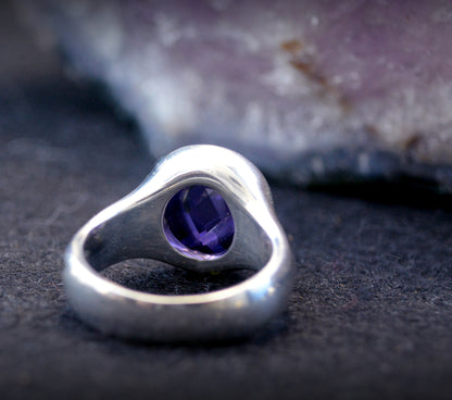 Prisma – Anillo de plata con piedra talla damero